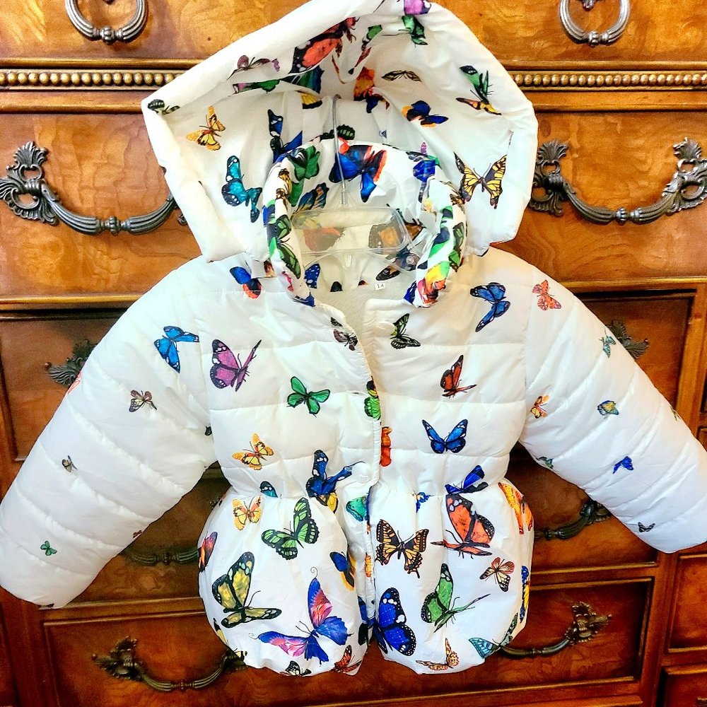 MINKIDFASHION Baby Girls Winter Autumn Warm Butterfly Little Kids Toddler Jacket